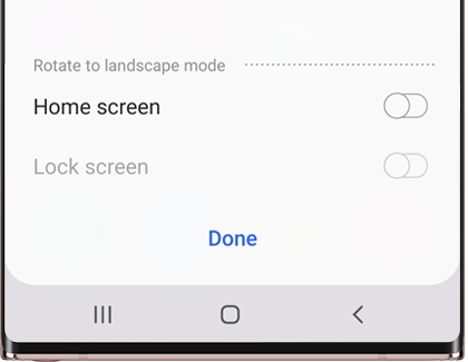 Auto rotate settings with switches to the right on a Galaxy phone