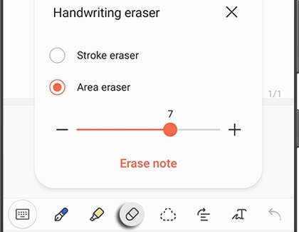 Eraser icon highlighted with settings above it