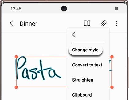 Change style highlighted in the Samsung Notes app
