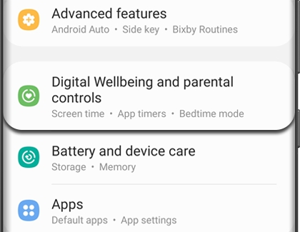 Digital Wellbeing and parental controls highlighted in Settings