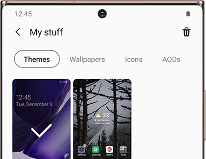 My stuff screen with Themes tab highlighted