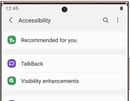 Accessibility settings displayed on phone