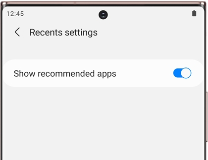 Recents settings on a Galaxy phone