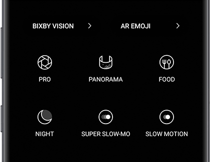 The Camera app displaying the additional photo modes