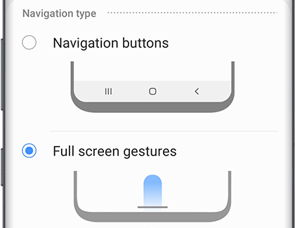Full screen gestures chosen as the Navigation type