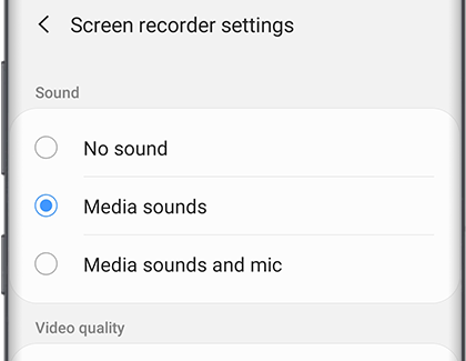 A list of Screen recorder settings