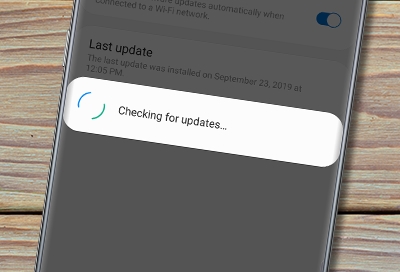 A Samsung Galaxy phone checking for updates