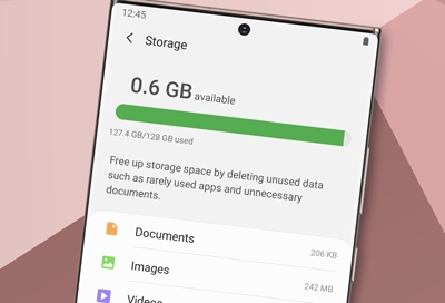 Low storage space error appears on Samsung phone or tablet