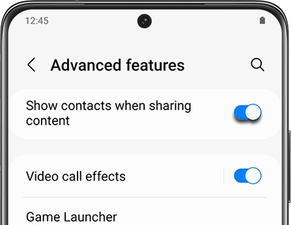 Switch highlighted next to Show contacts when sharing content