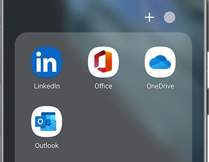A list of apps in the Microsoft folder on a Galaxy phone