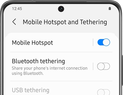 Mobile Hotspot switched on with a Galaxy phone