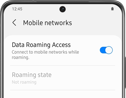 A list of settings for Mobile networks on a Galaxy phone