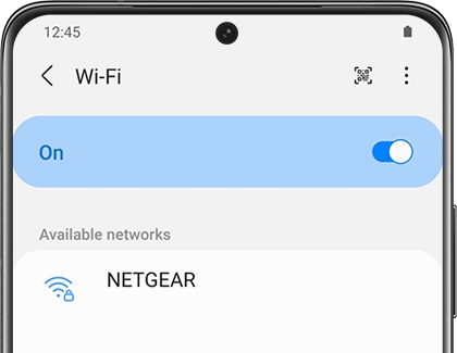 Wifi turned on with a list of Available networks on a Galaxy phone