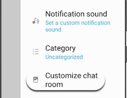 Customize chat room highlighted on a Galaxy phone