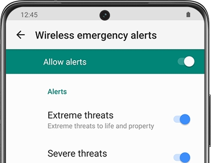 List of Wireless emergency alerts on a Galaxy phone