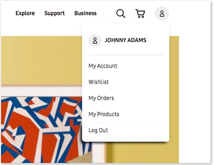 Log Out highlighted under JOHNNY ADAMS