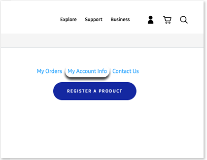The Samsung account settings page on an internet browser