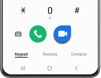 Video call icon highlighted on a Galaxy phone