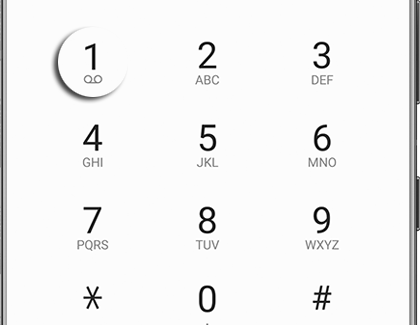 Number 1 highlighted on a Galaxy phone keypad
