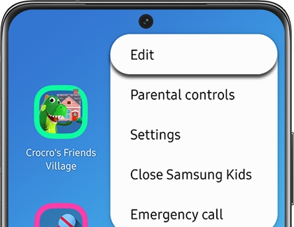 Edit highlighted in More options for Samsung Kids