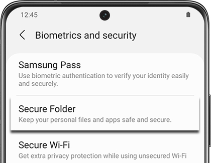 Secure Folder highlighted on a Galaxy phone