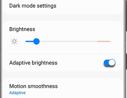 Switch next to Adaptive brightness highlighted on a Galaxy phone
