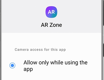 List of Permissions for AR Zone on a Galaxy phone