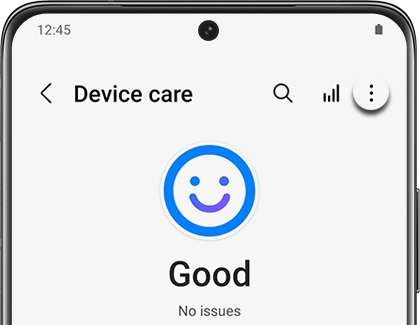 More options icon highlighted next to Device care