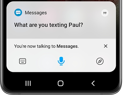 "What are you texting Paul?" displayed with Bixby Voice