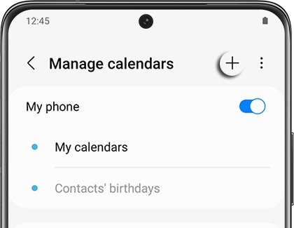 Add icon highlighted next to Manage calendars