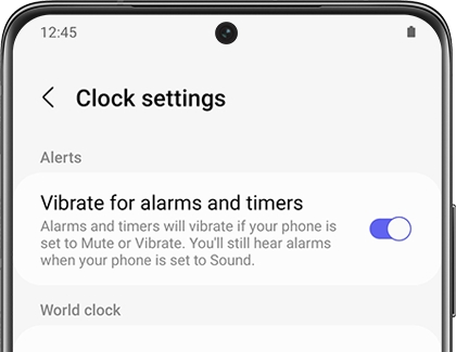 Vibrate for alarms and timers switched on