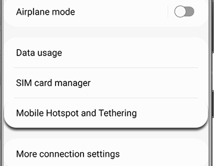 Mobile Hotspot and Tethering highlighted on a Galaxy phone