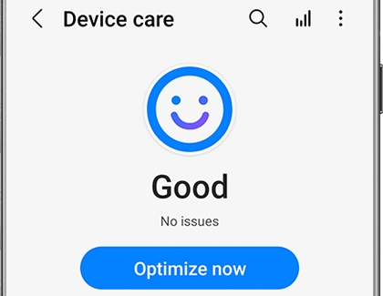 Device care screen with Optimize now button