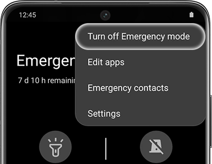 Turn off Emergency mode option highlighted on a Galaxy phone