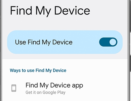 Find My Device switched on