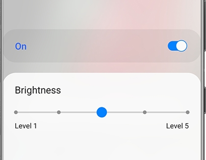 The Flashlight brightness settings on a Galaxy phone