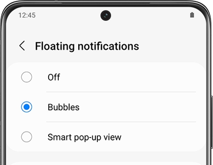Bubbles chosen under Floating notifications