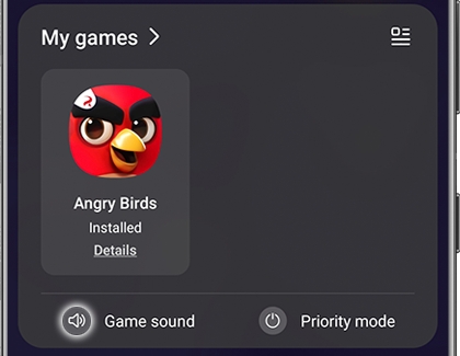 Game sound icon highlighted in the Game Launcher app