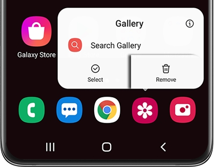 Remove highlighted above the Gallery shortcut on a Galaxy phone