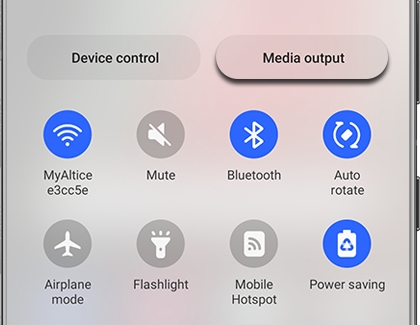 Media output highlighted on the Quick settings panel