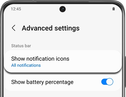 Show notification icons highlighted on a Galaxy phone