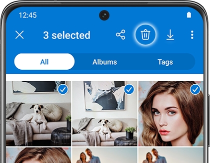 Delete icon highlighted in the OneDrive app