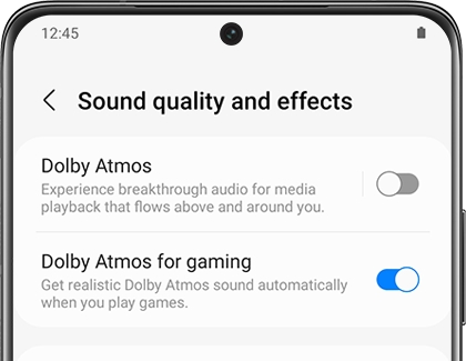 Sound quality and effects with Dolby Atmos for gaming enabled