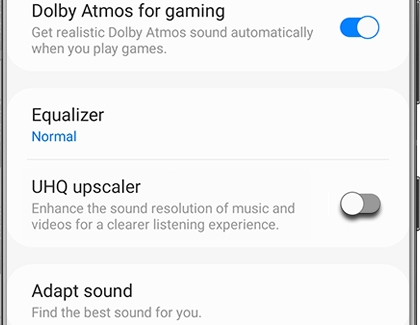 Switch highlighted next to UHQ Upscaler on a Galaxy phone