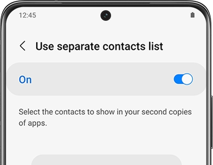 Switch turned on under Use separate contacts list