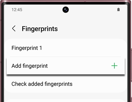 Add fingerprint highlighted on a Galaxy phone
