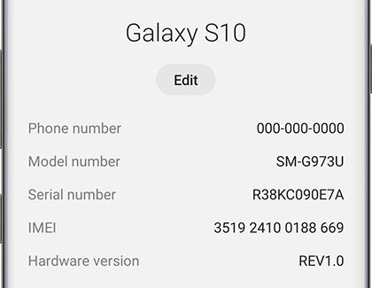 About phone screen displaying information about Galaxy S10+