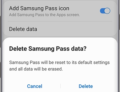 Delete Samsung Pass data