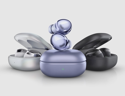 Galaxy Buds Pro in different colors with charging cases
