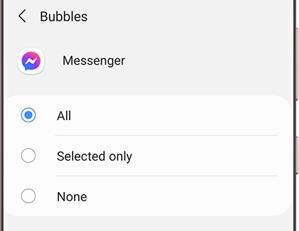 Facebook messenger bubbles setting on Galaxy phone